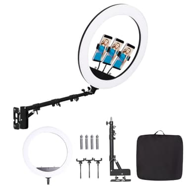 FEIFANTEAM 25 '' Ring Light Wall Mount with Phone Holder, Rotatable Triangle Boom Arm Overhead Light Stand for Photography Lighting Studio, Live Streaming, Salon, Barber Light, Beauty Tattoo Light