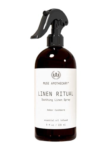 Muse Apothecary Linen Ritual - Aromatic, Soothing, and Relaxing Linen Mist, Laundry and Fabric Spray - Infused with Aromatherapy Essential Oils - 8 oz, Amber Cashmere