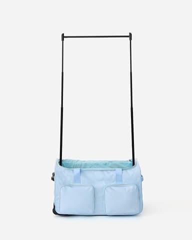 Rac N Roll Collapsible Rolling Dance Bag with Garment Rack (Clothes Rack), Foldable Competition Travel Duffel with Wheels for Dancers, Cheer, Pageant, Skating, Costume Storage, Blue (Sky Blue)