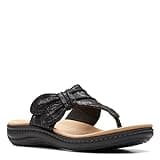 Clarks Laurieann Rae Flat Sandal, Black Textile, 6 Medium