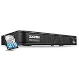 ZOSI 5MP Lite 8 Channel CCTV DVR Recorder Full 1080p, Hybrid Capability 4-in-1(Analog/AHD/TVI/CVI) H.265+ Surveillance DVR for Security Camera, 2TB HDD, Remote Access, Motion Detection, Alert Push