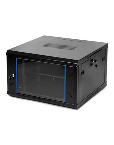 QWORK 6U Network Server Cabinet Enclosure, Wall Mount Server Cabinet Network Rack Vented Enclosure(24" Deep), for 19" IT Equipment, A/V, with Lockable Glass Door & Removable Side Panels, Black