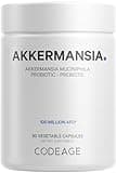 Codeage Akkermansia Muciniphila Probiotic Supplement - 3-Month Supply of Akkermansia Probiotic & Chicory Inulin - Daily Synbiotic Probiotic Chicory Root - 100 Million AFUs - Gluten-Free - 90 Capsules