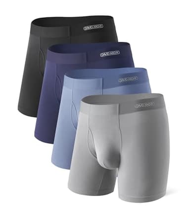 DAVID ARCHY Mens Underwear Silky Soft Second Skin Modal Boxer Briefs Waistfree Seamless Waistband Underwear for Men Pack of 4 (XL, Black/Navy Blue/Gray Blue/Gray)