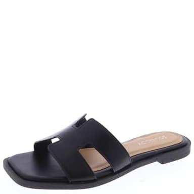 TOP Moda Elio-20 Women's Classic H-Band Slide Sandal for Women (Black, US Footwear Size System, Adult, Women, Numeric, Medium, 7.5)