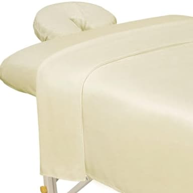 ForPro Professional Collection Premium Microfiber 3-Piece Massage Sheet Set, Natural, Ultra-Light, Stain, and Wrinkle-Resistant Includes Massage Flat and Fitted Sheet and Massage Face Rest Cover