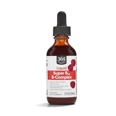365 by Whole Foods Market, Super B-12 B-Complex Liquid Supplement, Raspberry Natural Flavor, Vegan, 2 Fl Oz