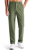 Libin Mens Golf Pants Stretch Work Dress Pants 33" Lightweight Business Casual Pants for Men Classic Fit Comfy Trousers Office Lounge with Pockets, Army Green, 35W x 33L