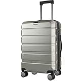 KROSER Hardside Expandable Carry On Luggage with Spinner Wheels & Built-in TSA Lock, Durable Suitcase Rolling Luggage with USB Port, Carry-On 20-Inch Champagne