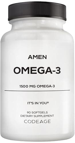 Amen Omega-3 Supplement - 1500mg High-Potency Daily Omega 3 - EPA and DHA Fatty Acids Fish Oil - 45-Day Supply - Fatty Acid Supplements - Fish Oil Pills - Non-GMO - 90 Soft Gels Capsules