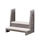 Step2 Hot Tub Storage Steps with Handrails, 2-Step Stool, Waterproof Stairs for Outdoor/Indoor Pool or Jacuzzi, Made of Durable Plastic, Dark Cedar