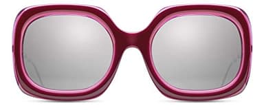 Matsuda M2035 Oversized Square Sunglasses in DB-PC (Deep Burgundy and Pink Crystal with Brown Gradient Silver Flash Mirror Lens)