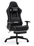 Mondschein Gaming Chair with Pocket Spring, Fabric Office Chair Massage Computer Chair with Footrest, High Back Ergonomic Reclining Desk Chair Racing Game PC Chair Adjustable Armrest Headrest (Black)