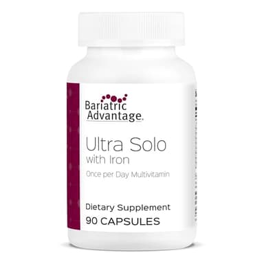 Bariatric Advantage Ultra Solo with Iron - Once-Per-Day Daily Multivitamin - for Bariatric Patients - with Thiamin, Vitamin A & More - Gluten Free - 90 Capsules
