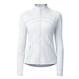 Aceyurre Women's Running Athletic Sports Workout Jacket with Pockets Slim Fit Full Zip (US, Numeric, 6, Regular, Regular, White)