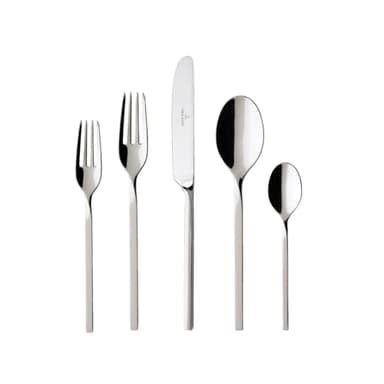 Villeroy & Boch NewWave 20-Piece Flatware Set, Service for 4, 18/10 Stainless Steel Utensils, Dishwasher Safe