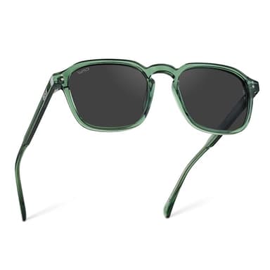 WMP Eyewear - Men's Polarized Square Sunglasses - Wide Fit Retro Style, UV400 Protection, Lightweight Acetate Frame for Driving & Everyday Wear (Emerald Green/Black Lens)
