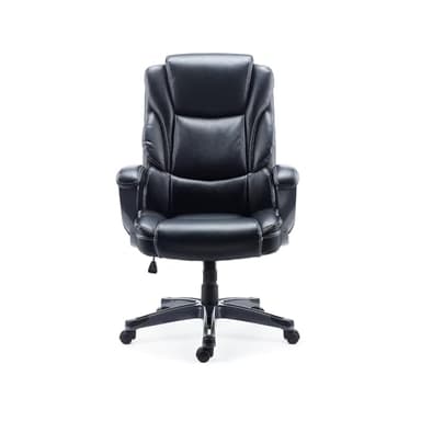 Staples Mcallum Ergonomic Manager & Executive Office Chair, Task Desk Swivel Chair with Wheels, Adjustable Height, Bonded Leather, Black
