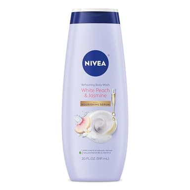 NIVEA Refreshing White Peach and Jasmine Body Wash with Nourishing Serum, Scented Body Wash for Women, Enriched with Provitamin B5 and Vitamin E, 20 Fl Oz Bottle