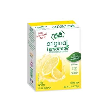 True Lemon Original Lemonade 30ct (Pack of 1) - Drink Mix - No Artificial Sweeteners, Low Calorie - Powdered Drink Mixes & Flavors - Water Flavor Packets & Water Enhancer with Stevia