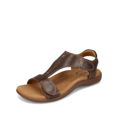 Taos The Show Premium Leather Women's Sandal - Experience Everyday Style, Comfort, Arch Support, Cooling Gel Padding and an Adjustable Fit for Exceptional Walking Comfort Mocha 8 (M) US