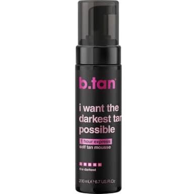 b.tan Ultra Dark Self Tanner Mousse | I Want The Darkest Tan Possible - Fast, 1 Hour Express Sunless Tanning Foam, Golden Bronzing Glow, Face & Body, No Fake Tan Smell, Vegan, Cruelty Free, 6.7 Fl Oz