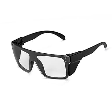 BINGKING UV400Transition Photochromic Safety Glases Light to Dark Grey Lenses ANSI Z87 Impact Approved Wraparound Style Frame (Black)