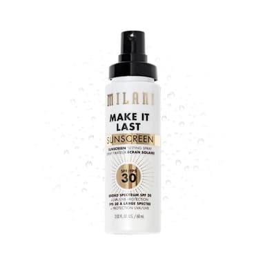 Milani Sunscreen Setting Spray + Primer, Make It Last Sunscreen for Face- SPF 30 UVA & UVB Protection Antioxidant Rich Formula for Broad Spectrum Protection, Prime + Set + Protect, 2.02Fl. Oz