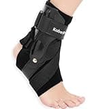 KobePro Ankle Brace with Side Stabilizers - Adjustable Ankle Support Sprained Ankle Brace for Ankle Sprained, Achilles Tendon, Plantar Fasciitis, Injury Recovery, Ankles Support for Running, Basketball, Football (Black, Large)