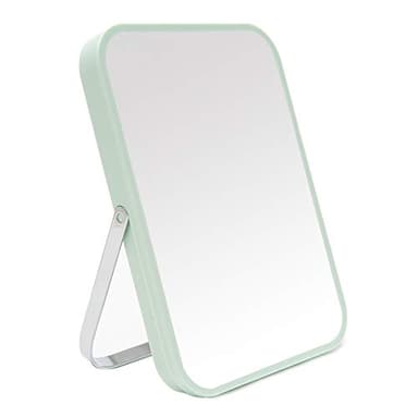 YEAKE Table Desk Vanity Makeup Mirror,8-Inch Portable Folding Mirror with Metal Stand 90°Adjustable Rotation Tavel Make Up Mirror Hanging Bathroom for Shower Shaving(Green)