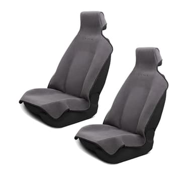 DryvaSeat - Premium Microfiber Towel Car Seat Cover - Waterproof & Sweatproof - Universal Fit, Machine Washable, Non-Slip - Seat Protector for Car, Truck, SUV, Van (Gray, 2 Pack)