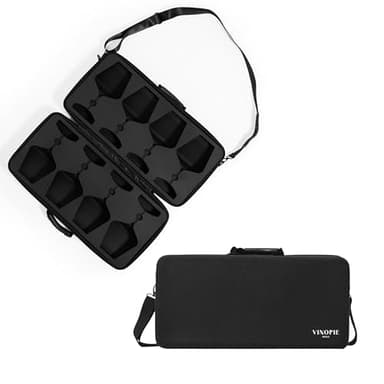 VINOPIE Woven Hardshell 4pcs Wine Glass Case Travel Carrier with EVA Foam, Multi-fit Holder for Zalto, Spiegelau, Gabriel (Glasses Not Included)