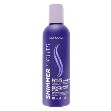 Clairol Professional Shimmer Lights Purple Conditioner, 8 fl. Oz Neutralizes Brass & Yellow Tones For Blonde, Silver, Gray & Highlighted Hair Packaging May Vary