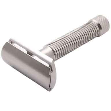 Rex Supply Co., Rex Envoy 3‑Piece Double‑Edge Safety Razor | Marine‑Grade Stainless Steel | Sure‑Grip Knurled Handle, Handcrafted in USA | Includes 5 Blades | Medium Gap Precision Shave