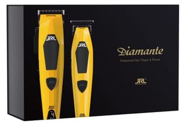 JRL Professional Cordless Hair Clipper & Trimmer Set, Diamante Series – 8200 RPM Brushless Motor, Fade Blade for Fading & Detailing Haircuts, Low Vibration Barber Tools (Yellow)