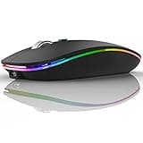 TENMOS Wireless Bluetooth Mouse, LED Slim (Bluetooth 5.1/5.0 + USB) 2.4GHz Rechargeable Silent Bluetooth Wireless Mouse with Type C Adapter for Laptop/MacBook/iPad OS 13 and Above (Matte Black)