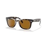Ray-Ban RB4105 FOLDING WAYFARER 710 54M Light Havana/Brown Crystal Square Sunglasses For Men For Women + BUNDLE with Designer iWear Care Kit