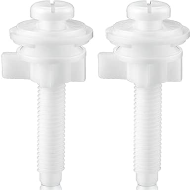 Jetec 2 Pieces Toilet Seat Screws Replacement Kit Plastic Bolts with Plastic Nuts and Washers Parts Kit for Fixing The Top Toilet Seat, White