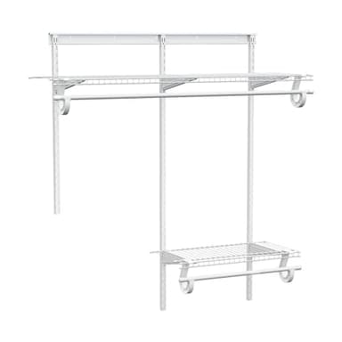 PROWORX 2-4 Ft. Expandable Closet Organizer System Kit, White Custom Metal Wire Shelving, Organization and Storage Shelves Wall Mounted with Hanging Rods