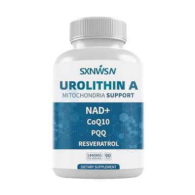 SXNWSN Urolithin A Supplement 1000mg with NAD+, CoQ10, Resveratrol, PQQ - Mitochondria Support Healthy Aging & Antioxidants | 90 Vegan Capsules​​