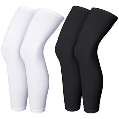 Skylety Compression Leg Sleeve Full Length Leg Sleeves Sports Cycling for Men Women, Running, Basketball(L,Black and White)