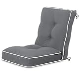 Favoyard Outdoor Rocking Chair Cushion 17 × 17 Inch Water Resistant & 3-Year Color Fastness Patio Chairs Cushions for Rockers Furniture, Set of Seat & Back Thick Tufted Cushion with Tie Straps, Drey
