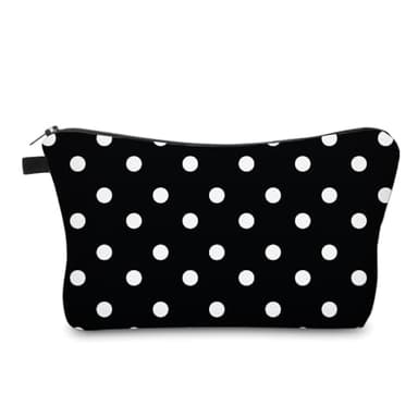 Loomifang Small Makeup Bag Cosmetic Bag for Women, Pretty Design Organizer Case with Zipper Closure, Lightweight and Water-Resistant Make Up Bag - 8.65"x 5.35" x 7.08"（Polka Dot）