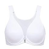 DELIMIRA Women's Front Closure Bras Posture Full Coverage Plus Size Underwire Unlined Back Support Plunge Seamless Bra B-H Cups White 38D