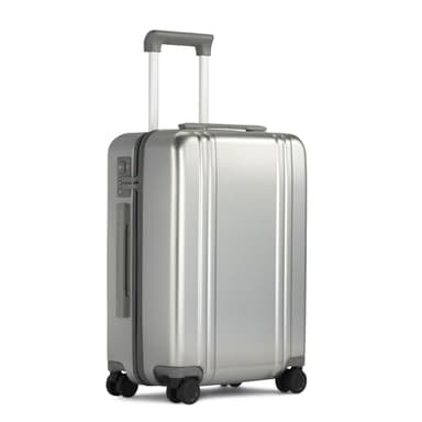 ZERO Halliburton Classic Lightweight 4.0 Continental Carry-On, 22-Inch Hardside, Four Dual Spinner Wheels, TSA Accepted Lock, Telescoping Pull Handle, 37L, Brushed Finish- Silver