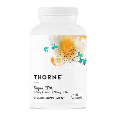 THORNE - Super EPA - Omega-3 Fatty Acids EPA 425mg & DHA 270mg Supplement - Support Brain, Cardiovascular, Joints & Skin* - Gluten, Dairy & Soy-Free - 180 Gelcaps