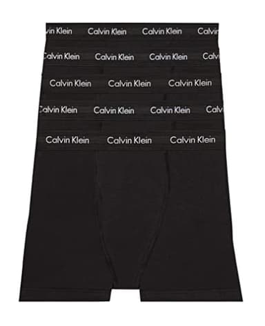 Calvin Klein Men's Cotton Stretch 5-Pack Boxer Brief, 5 Black, Medium