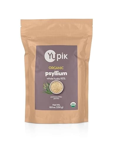 Yupik Organic Whole Husk Psyllium 8.8 Oz, 95% Purity, Soluble Fiber, USDA Certified, Non-GMO, Kosher, Gluten-Free, Sugar-Free & Fat-Free, Unflavored, Plant-Based, Ideal for Oatmeal & Cereal
