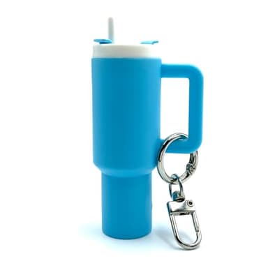 BIDEX Mini Tumbler Keychain for Stanley Cup – 3 Inch Portable Cup Holder Keyring for Lip Balm, Backpack, Purse, or School Bag – Cute PLA Accessory in 6 Colors (Blue)