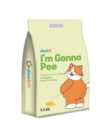 DOOBIT 100% Cassava Cat Litter, Natural Clumping Litter, Dust-Free, Super Clumping, Soft Texture, Mixable with Crystal cat Litter,I'm Gonna Pee(5.7lb x 1pack)